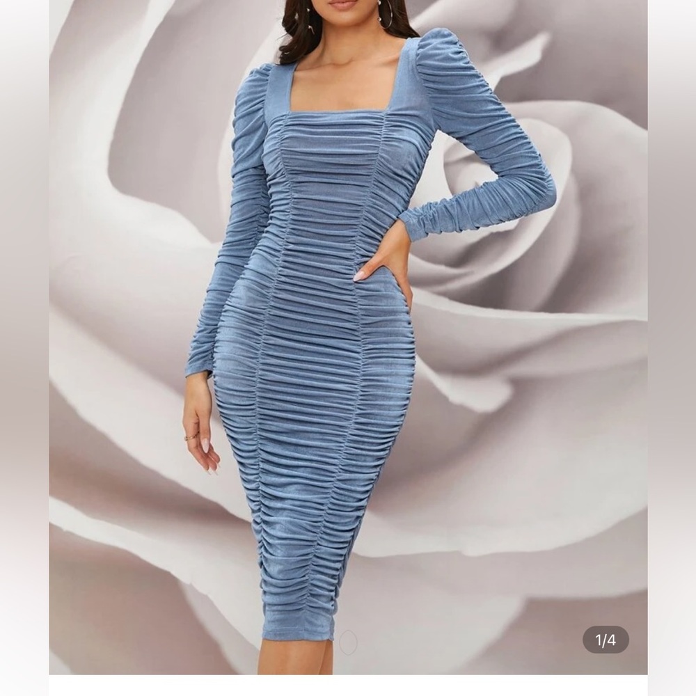 Blue Ruched Dress
